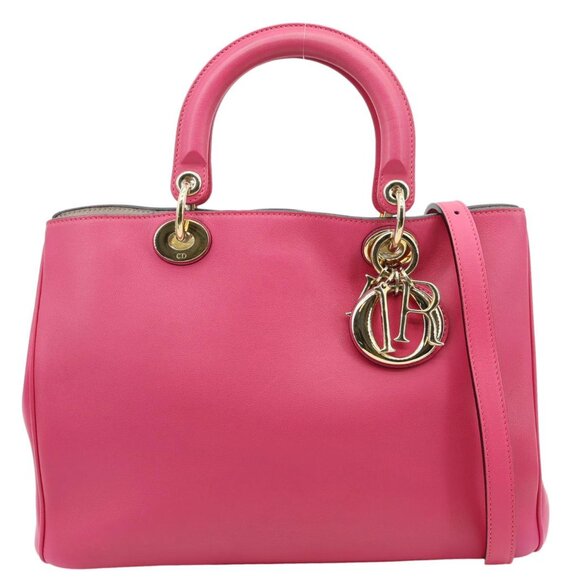 Christian Dior  Diorissimo Medium Calfskin Leather Tote Bag Fuchsia - Picture 3 of 15